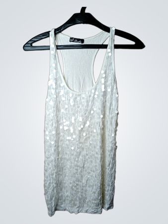 Weißes Tanktop mit Pailletten