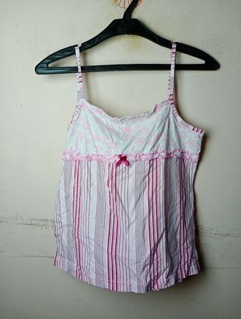 Alive Pink gestreiftes Trägertop mit Blumenmuster und Schleifendetail