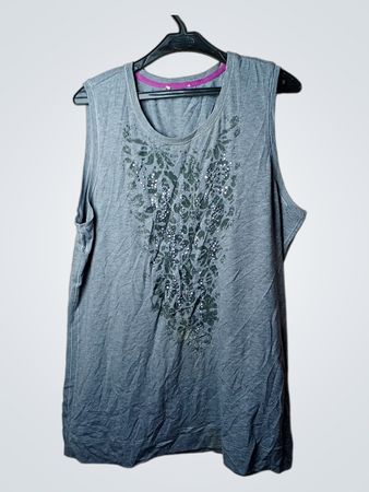Grau ärmelloses Tanktop mit Blumenverzierung