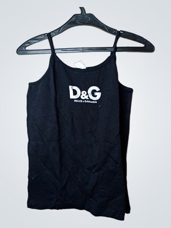 D&G Dolce & Gabbana Schwarzes Träger-Top mit Spaghettiträgern