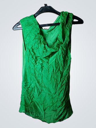 Chilli Sim Green Crinkle Tank Top