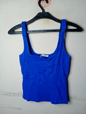 Zara Blue Rippstrick-Top