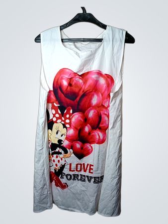 Weißes ärmelloses Kleid mit Minnie-Maus- und „LOVE FOREVER“-Aufdruck
