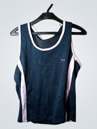 Dunkelblaues Tanktop mit rosa Besatz