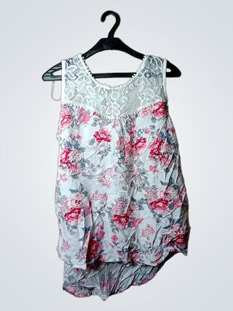 Janina Spitzen-Top ohne Ärmel mit Blumenmuster und Spitzenbesatz