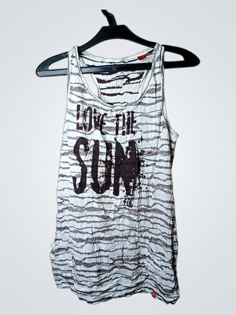 Tanktop mit „LOVE THE SUN“-Motiv und Zebramuster