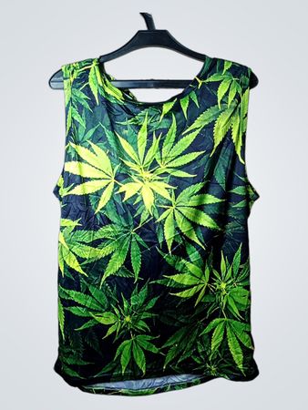 Herren-Ärmelloses Tanktop mit Marihuana-Blatt-Aufdruck