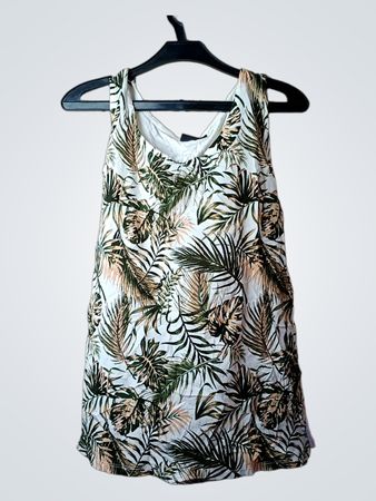 Weißes ärmelloses Tanktop mit tropischem Blattmuster