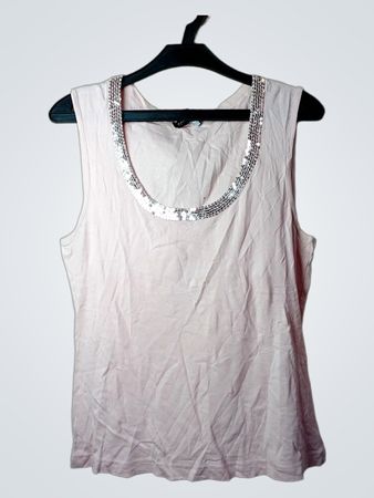 TAIFUN COLLECTION Rosa ärmelloses Tanktop mit Paillettenbesetztem Ausschnitt
