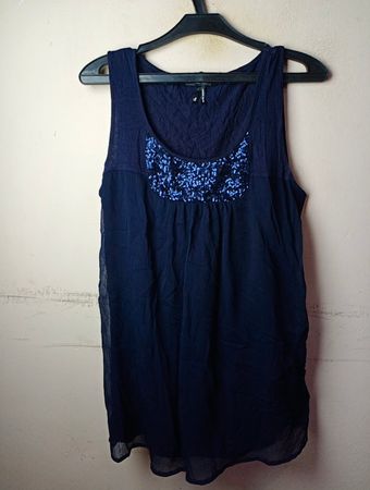 Zero navyblaues ärmelloses Oberteil mit Pailletten