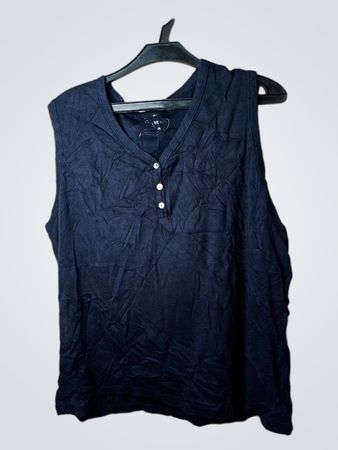 GIANNI MORDI Marineblaues ärmelloses Knopfleisten-Top