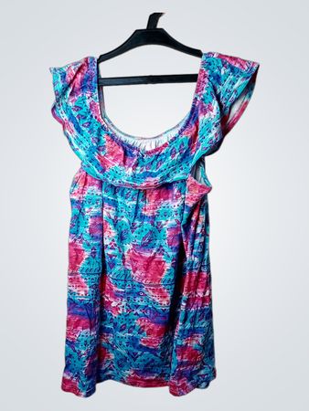 Damen-Schulterfreies Rüschentüllkleid