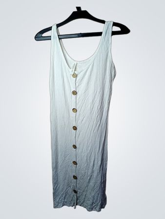 Weißes, geripptes Träger-Knopfkörperkleid