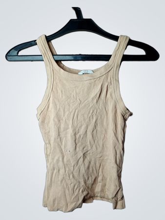 Beiger gerippter Tanktop