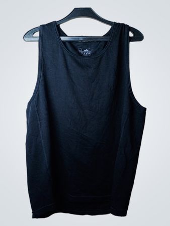 Schwarz geripptes Tanktop „Crane“