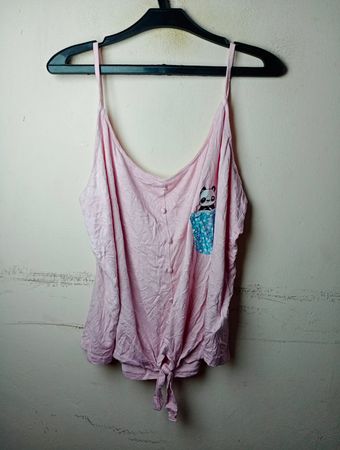 Jean Pascale Pink Cami mit Panda-Taschen-Detail
