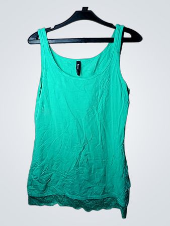 Flammengrünes Tanktop mit Spitzenbesatz