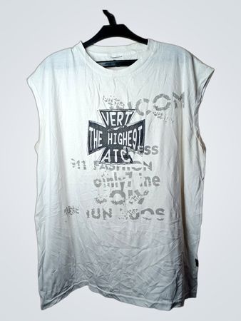 Weißes ärmelloses T-Shirt mit Grafikdruck