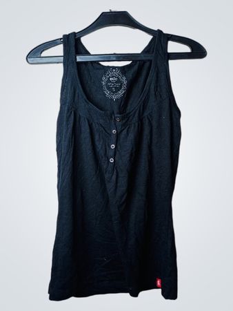 edc schwarzes Tanktop mit Knöpfen