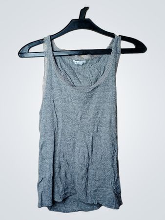 AMISU Damen Top mit grauer Spitze am Tanktop