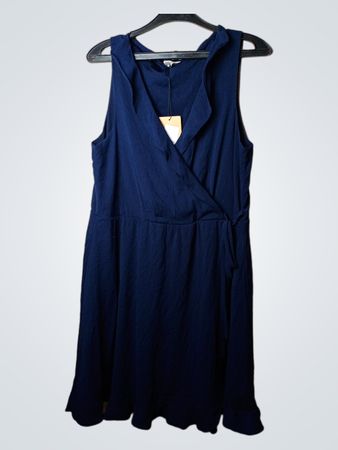 Marineblaues ärmelloses Wickelkleid