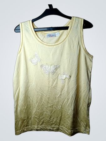 Chicara by hajo Gelbes Tanktop mit Schmetterlingsapplikationen