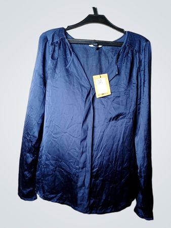 Comma Navy Blue Langärmlige Bluse