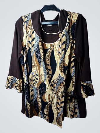 She Modell of Italy Brown Print Top XXL