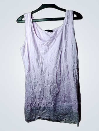 Janina Damen Tanktop mit fliederfarbener Spitzenverzierung