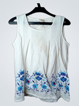 Zara Girls weißes ärmelloses Top mit Blumenstickerei