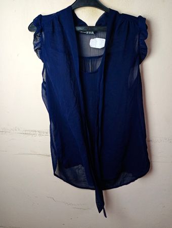 Atmosphere Marineblaue transparente Bluse