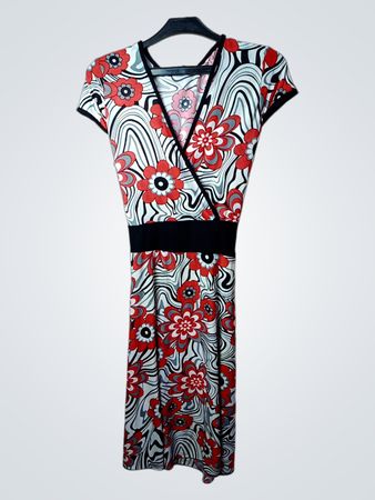 Damen Rot geblümtes Wickelkleid
