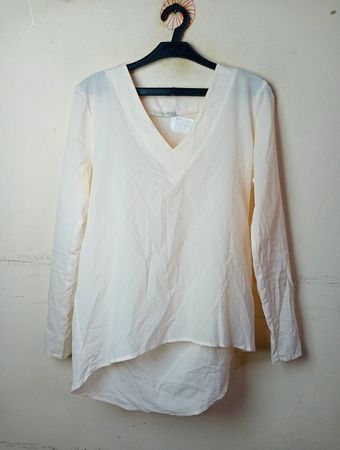 Pieces Langarm V-Ausschnitt Bluse