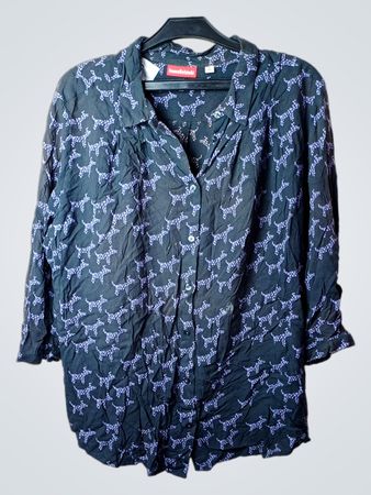 IvanaHelsinki Black Dog Print Knopf-verschluss Hemd