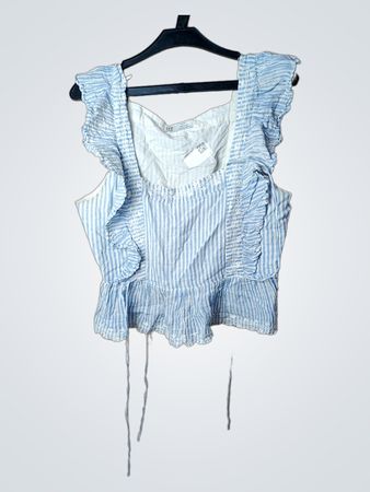 Zara gestreiftes Rüschen-Peplum-Oberteil