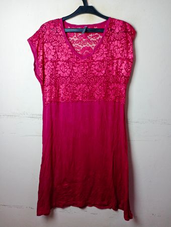 YA BAOHAN FASHION Damenkleid mit pinker Spitze Überzug Größe 46