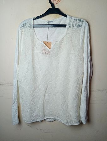 French Freedom XX-Large Weißes Spitzenlangarmshirt