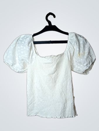 Dobber White Puff-Ärmeln Oberteil mit Raffung