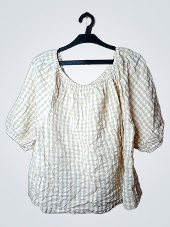 KappAhl Vichy-Karree Puffärmel-Bluse