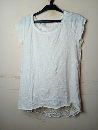 Angelologie Weißes Spitzenbesatz-T-Shirt