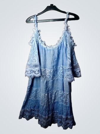 Blue Lace Trim Dress