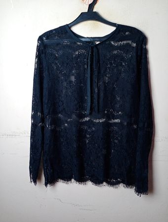Soyaconcept schwarzes Spitzen-Longsleeve-Shirt