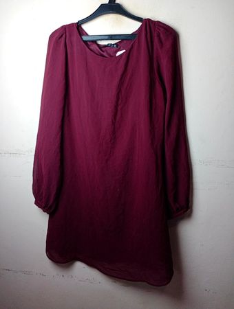Maroon Langarmkleid