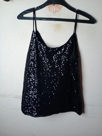 Vero Moda Schwarzes Pailletten-Cami-Top