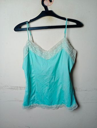 Turquoise camisole with lace trim