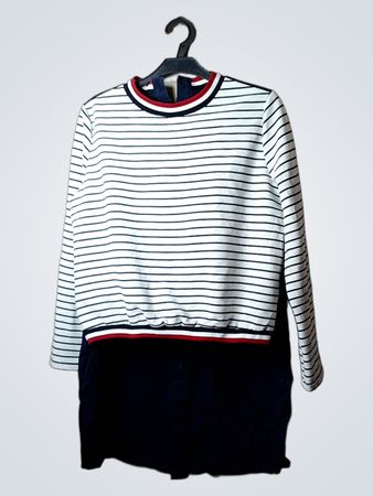 Zara Basic gestreiftes Langarmkleid