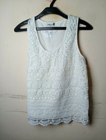 ONLY Weißes Spitzen-Tanktop
