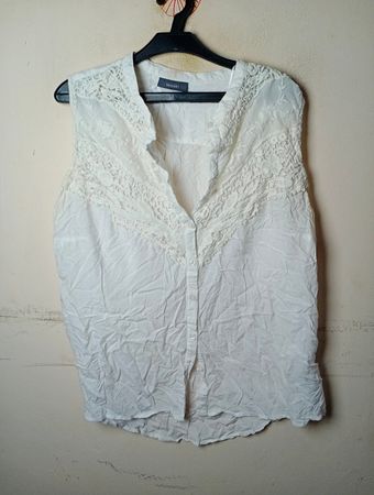 Yessica Spitzen-Detail Ärmellose Button-Up-Bluse