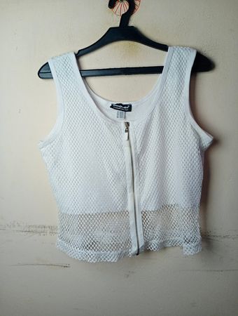Woodpecker Casual Collection Weißes Mesh-Zip-Tanktop