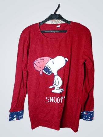 Rotes Snoopy-Grafik-Langarmshirt